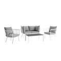 Modway Furniture Riverside Outdoor Patio Aluminum Set, White Grey - 5 Piece EEI-3786-WHI-GRY